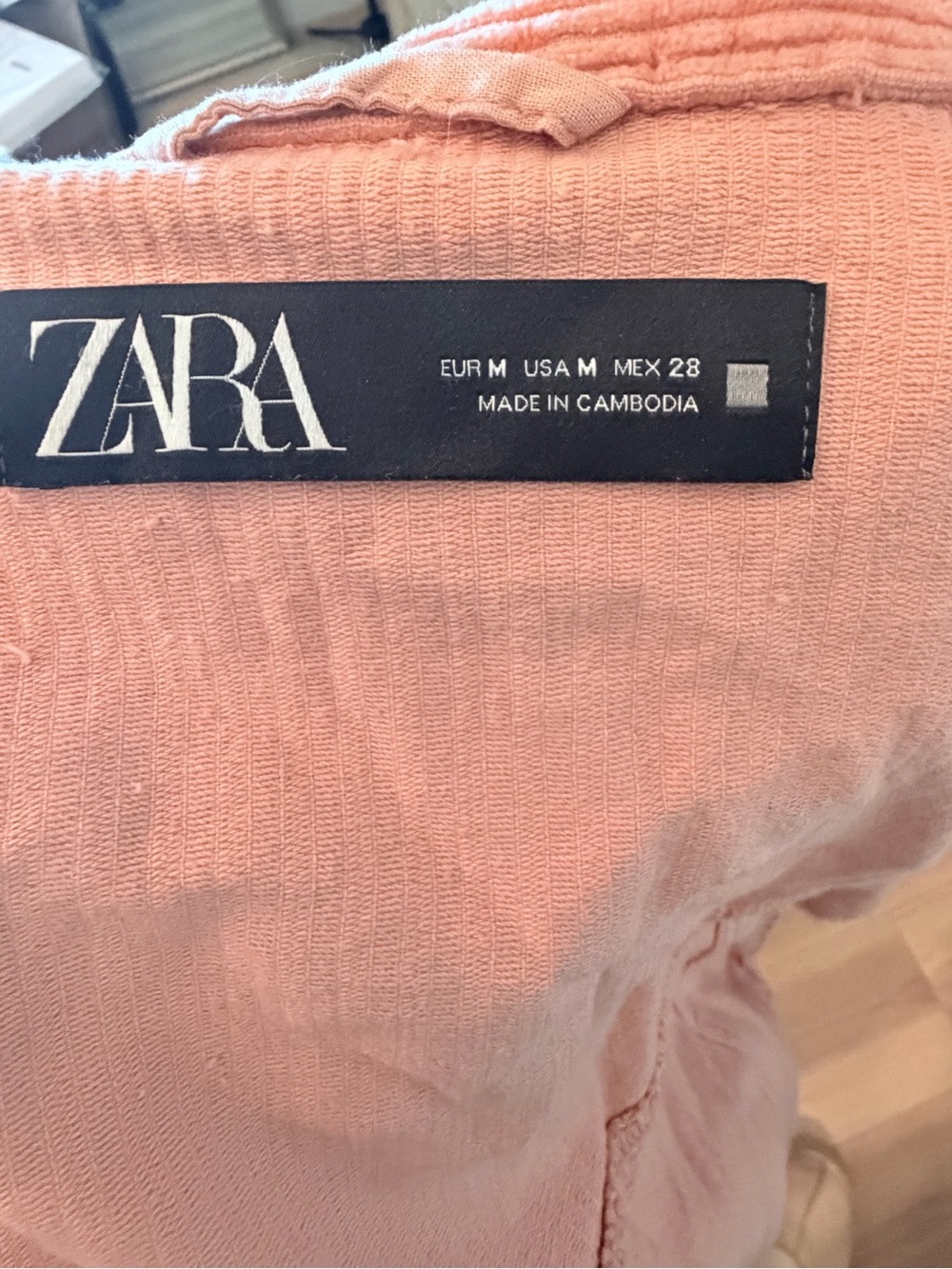 Zara Blush Pink Ribbed Button-Up Top - Picture 5 of 5